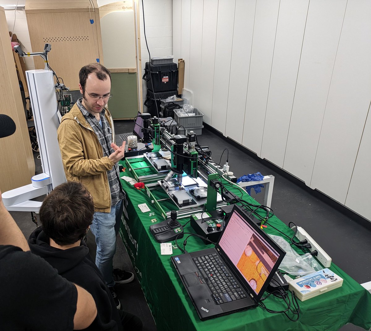 johndmcmaster's tweet photo. Having a blast at lab automation hardware hack hosted by Studio 45 @workatthestudio  in san francisco! Lots of people trying @LabsmoreLLC microscopes, doing cool projects, and giving great feedback https://t.co/O9RrXw8iUy