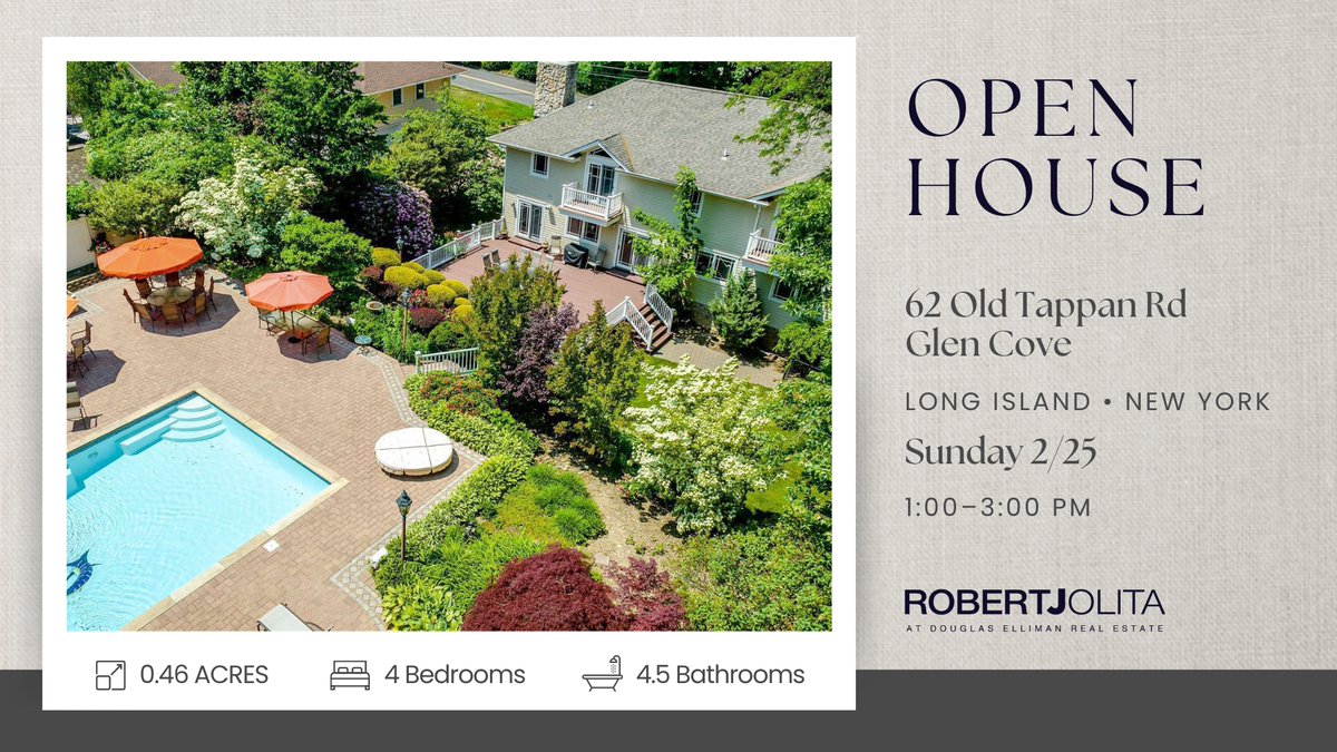 Join our OPEN HOUSE • 62 Old Tappan Rd, Glen Cove, NY • 1:00-3:00pm Sunday, 2/25/24 • bit.ly/DE-LI_3531666 #OpenHouse #NewYork #RealEstate #homesweethome