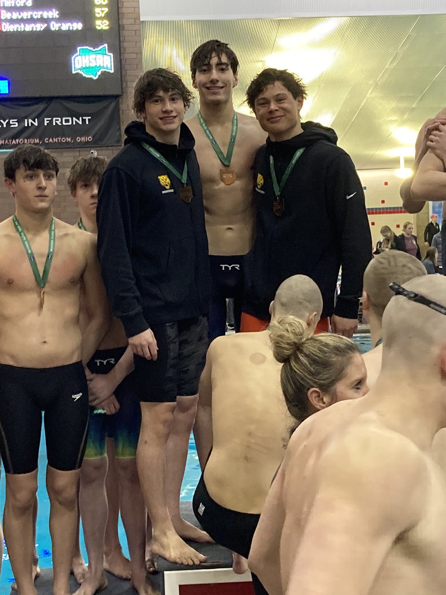 UAMensAquatics's tweet photo. Third place 2 free relay https://t.co/u54yaALKxY