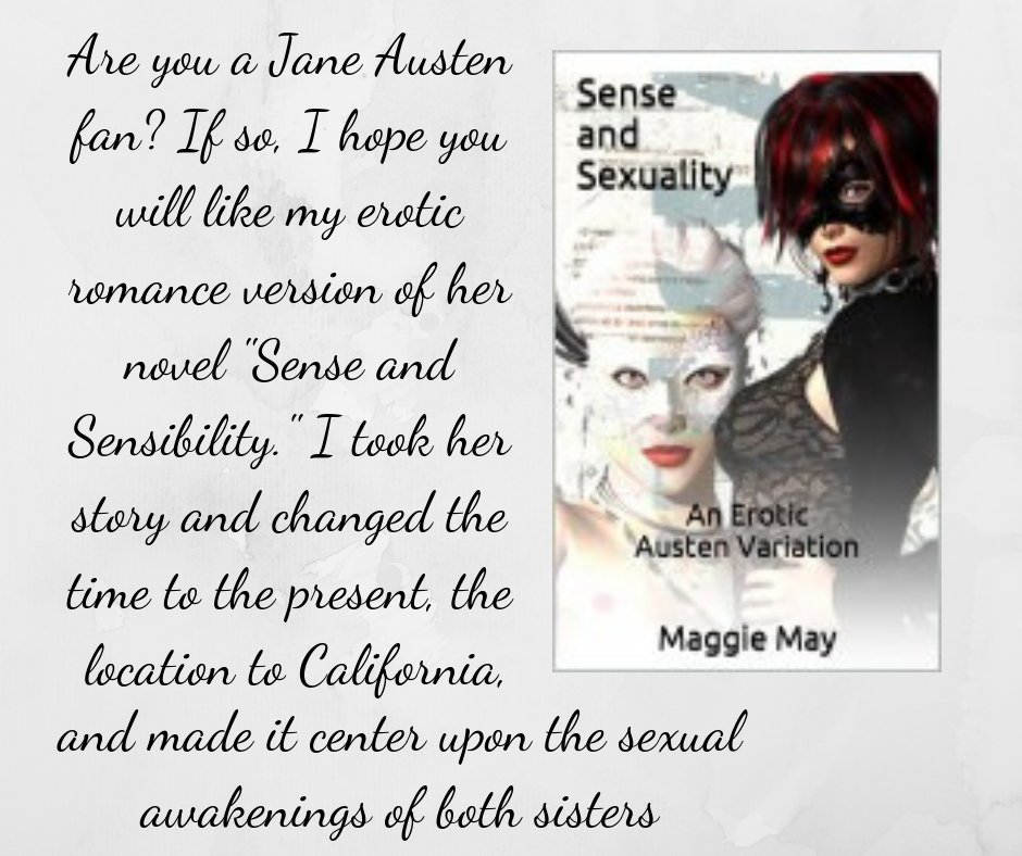 Sense and Sexuality: An Erotic Austen Variation Here's a book I hope Jane Austen fans may like. It's inspired by her classic Sense and Sensibility. amzn.to/3wvRLVt #Romance #JaneAusten #SenseandSensibility #EroticRomance #Classics #Sisters #EnglishLiterature