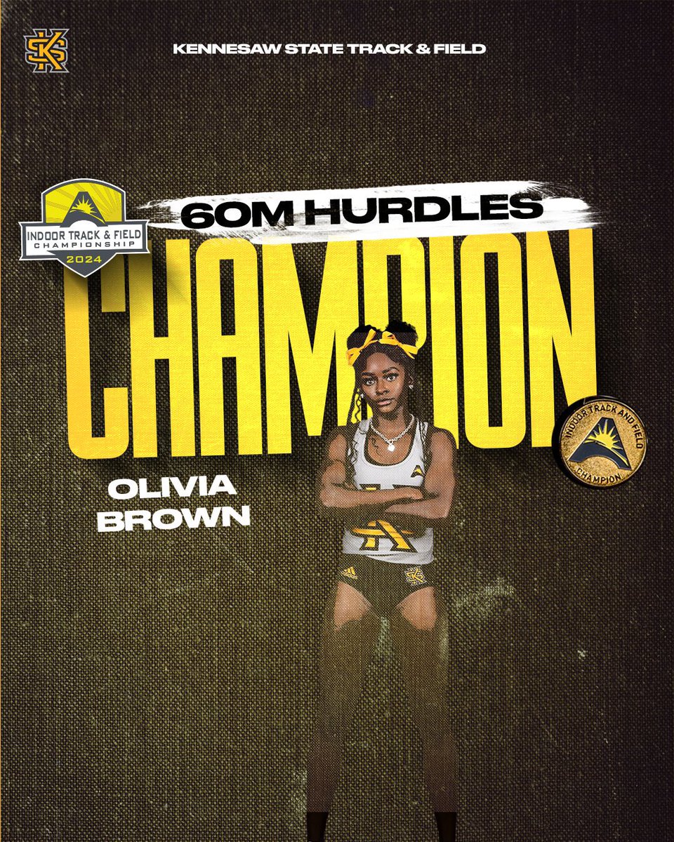 Olivia Brown became the first four-time champion in the 60m hurdles in #ASUNTF history!

Congratulations‼️🏁💨💨 #ECHSAlum