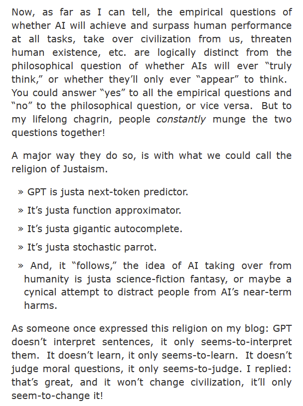 This whole piece by computer scientist Scott Aronson is interesting. But I think these sections are helpful because they captures the level of surprise I often see among experts about how well LLMs work in practice & the uncertainty over what comes next. scottaaronson.blog