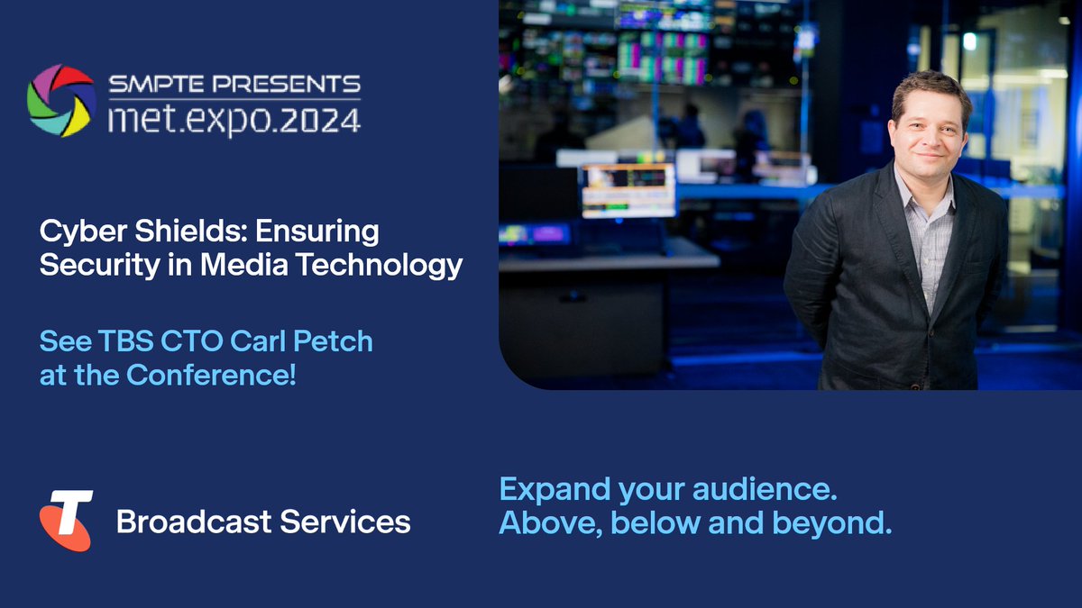 30 mins until TBS CTO, Carl Petch takes part in this panel discussion at SMPTE METexpo 2024 👇 🌐🛡 Cyber Shields: Ensuring Security in Media Tech 📅 TODAY ⏰ 12pm 📍 Randwick Racecourse, Sydney Join him! And join us on stand 83 + 84 for a ☕ #SMPTEMETexpo24 @SMPTE_Australia