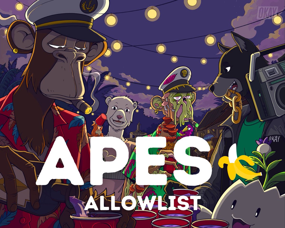 APES+ (@apesplus) on Twitter photo We're so excited to launch <a href="/ApesPlus/">APES+</a> with all of you.
We've been given the task of distributing <a href="/okay_dogs/">Okay Support</a> allowlist spots to BAYC and MAYC holders for their upcoming <a href="/MagicEden/">Magic Eden ๐ช</a> mint thanks to the team at <a href="/yugalabs/">Yuga Labs</a> ๐
Join us at discord.gg/apesplus We're so excited to launch <a href="/ApesPlus/">APES+</a> with all of you.
We've been given the task of distributing <a href="/okay_dogs/">Okay Support</a> allowlist spots to BAYC and MAYC holders for their upcoming <a href="/MagicEden/">Magic Eden ๐ช</a> mint thanks to the team at <a href="/yugalabs/">Yuga Labs</a> ๐
Join us at discord.gg/apesplus