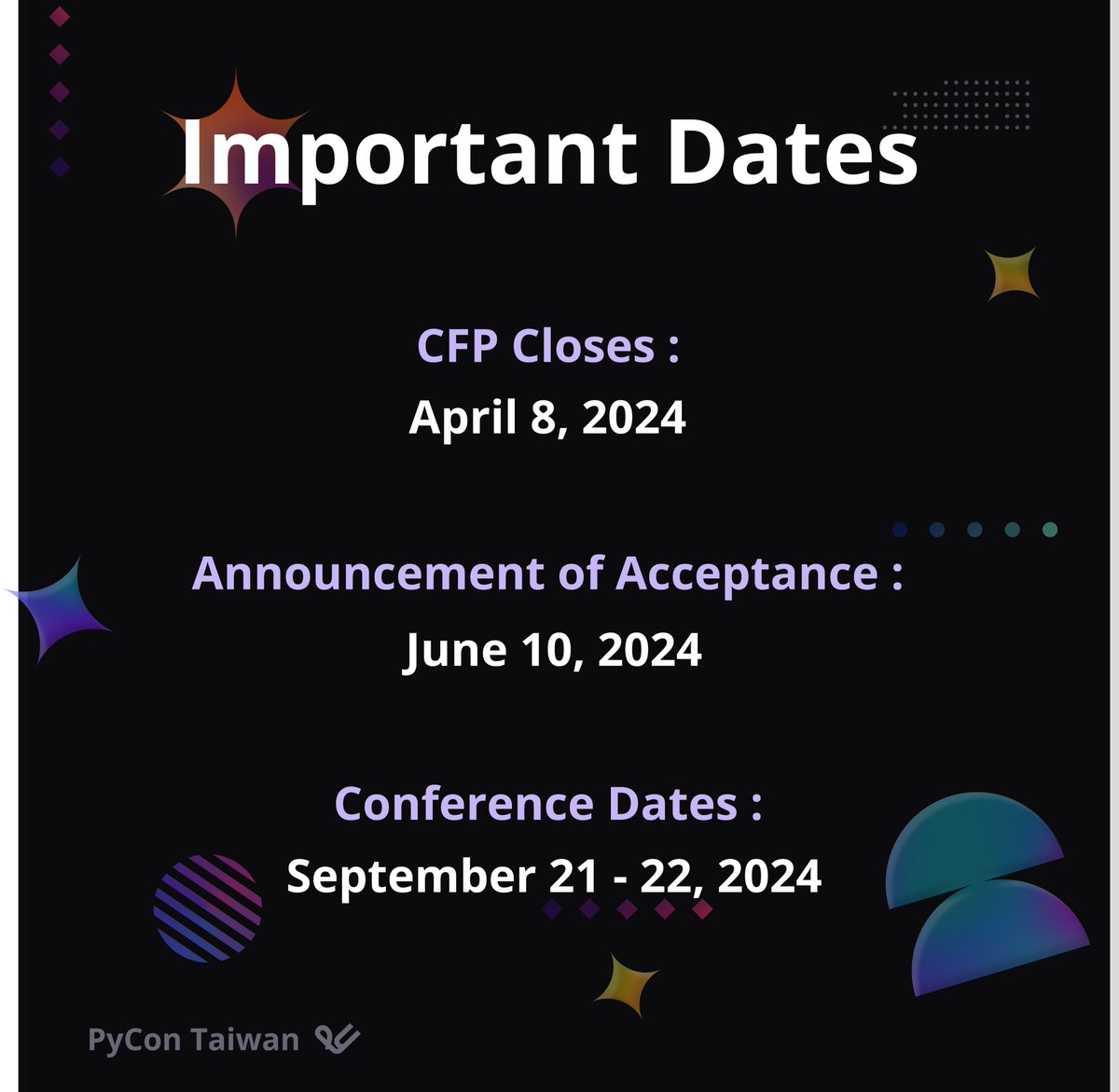 PyConTW's tweet image. #PyConTW2024 #CallForProposal #PythonCommunity

(2/2)