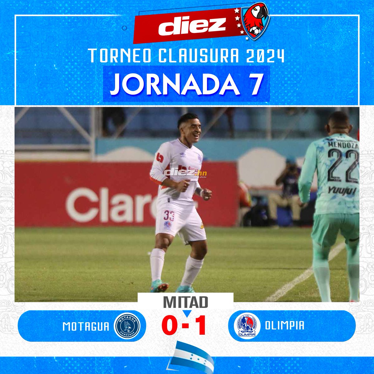 DiarioDiezHn's tweet image. ¡MITAD DEL JUEGO!⏸️
Una genialidad de Chirinos evita el empate en los primeros 45 minutos.🙌

#Motagua🦅0️⃣-1️⃣🦁#Olimpia
🦁M. Chirinos 43'

♦️EN VIVO: tinyurl.com/52fcpu8h