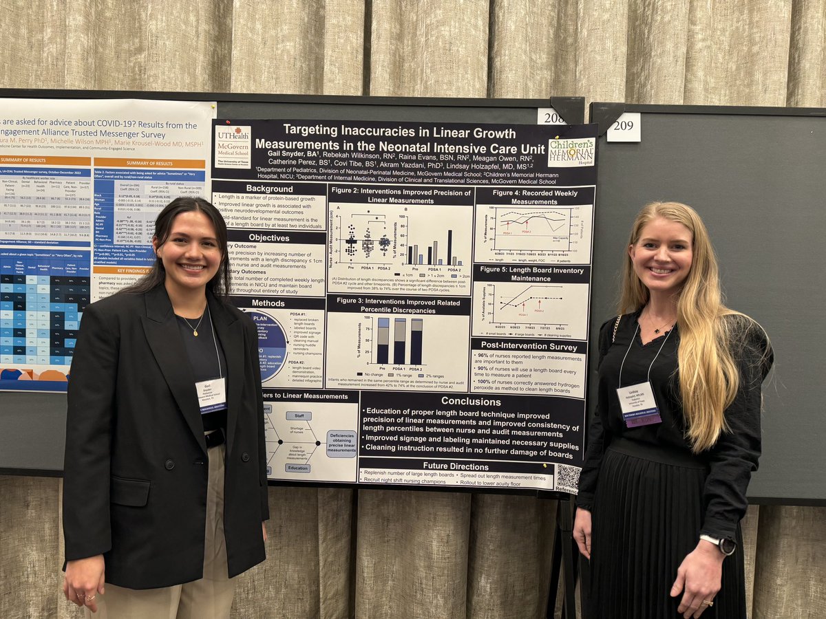 Congratulations to Gail Synder representing the MS2 class at @McGovernPeds @UTHealthHouston @UTHealthNeo with her poster presentation on improving length board use and precision in the NICU at @SouthernSPR #SSPR2024