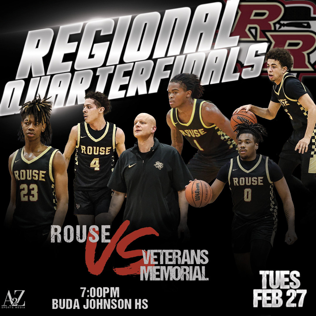 Round 3 is set! @RouseBasketball 🆚SA Veterans Memorial 📍Buda Johnson HS ⌚️Tuesday, Feb. 27th-7pm @CoachKrause @CoachSainz @CoachAlvarez62