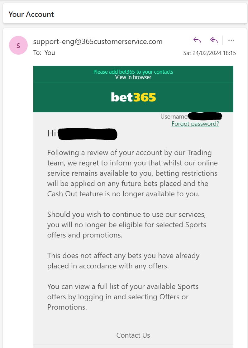 Room1_01's tweet photo. When you have @bet365 running scared after just a few days of opening a new account... https://t.co/zQjXMOOBfl