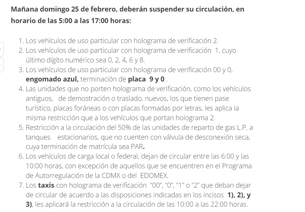 CAMegalopolis's tweet photo. 🧵#QueNoSeTePase
Restricciones a la circulación para este domingo 25 de febrero⤵️ https://t.co/8ceQPHbAxs