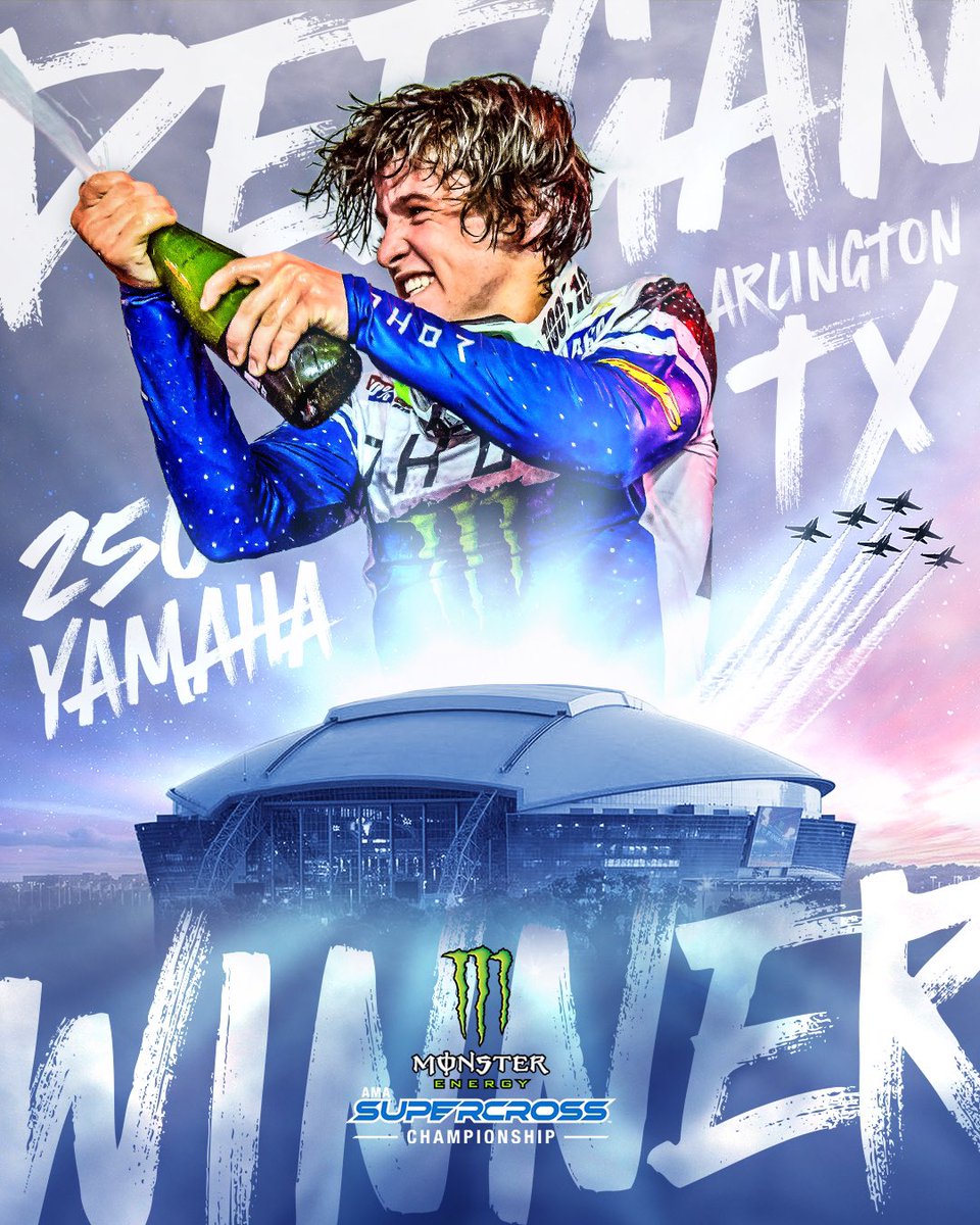 SupercrossLIVE's tweet photo. Redemption ride for @DangerBoyDeegan to win his first ever Supercross main event 🏆 

#SupercrossLIVE #SMX https://t.co/32ID14QcMu