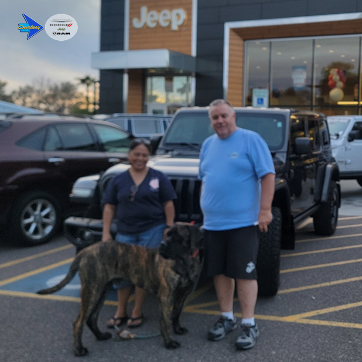 Brian &amp; Sayuri Zinsli needed a dog-friendly ride 🐶🚗, Chris Caban found it in this awesome 2019 #JeepWrangler. Interested in a quality #CourtesyJeepSuperstitionSprings vehicle, call Chris at 480-569-2994. #TheCourtesyWay #CourtesyJeepAZ #Jeep #Wrangler #JeepLife #ChrisCabanJeep