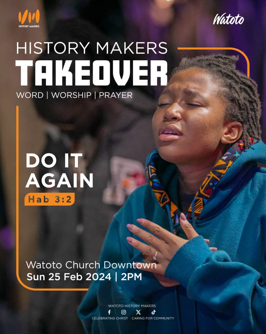 Guess what! our beloved History Makers that includes all university & institution students we have plot for you today at 2pm, Watoto Church Downtown. 
Invite a friend, come let's have fun the Jesus's way. 
Can't wait to see y'all. 
#DoItAgain  #Habakkuk3:2