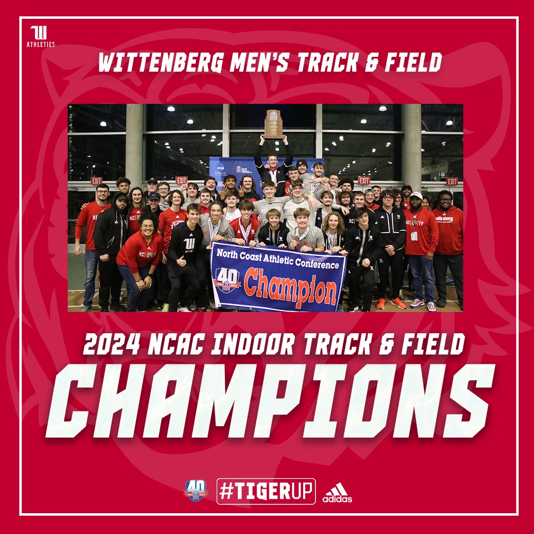 For the first time since 1997 <a href="/witt_xctf/">Wittenberg Cross Country/Track & Field</a> are crowned the 2024 NCAC indoor track and field champions after scoring 130 points. Read more at wittenbergtigers.com 

#TigerUp® | #NCACitrk24 | #NCACchampions