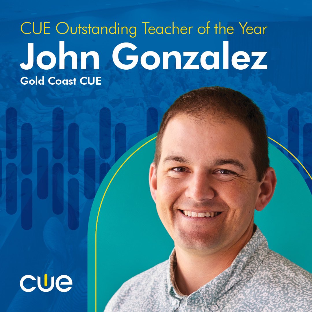 Congratulations John Gonzalez, 2024 CUE Outstanding Teacher of the Year. @GoldCoastCUE #cuemmunity