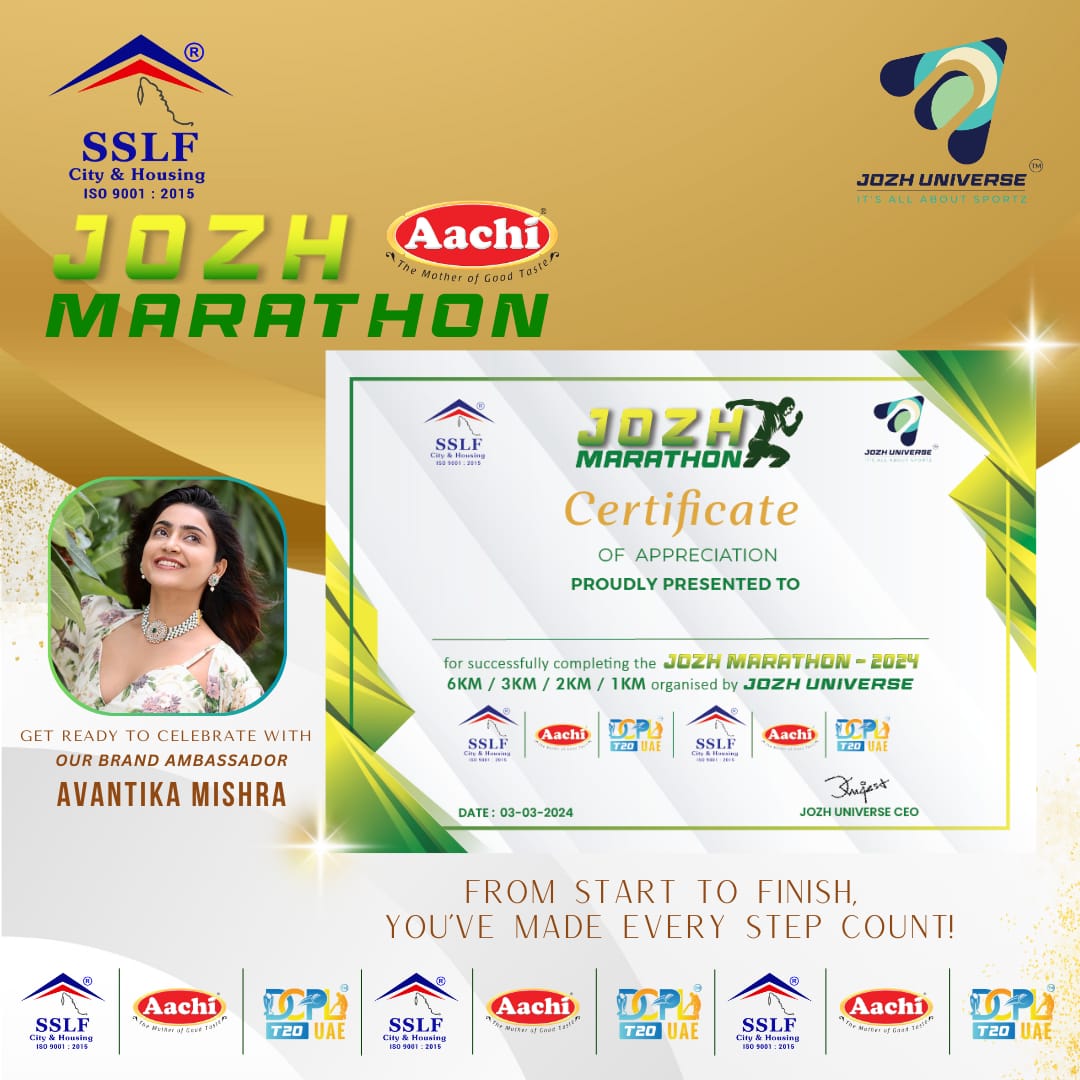 Certificate of Achievement: Your Determination Shines Bright in Every Mile - Jozh Marathon
Every Step a Victory: Celebrate Your Marathon Milestones with Jozh! From Mini to Full, 1km to 6km, you made each stride count.

#JozhMarathonFinisher #MilesOfSmiles #RunWithAvantika