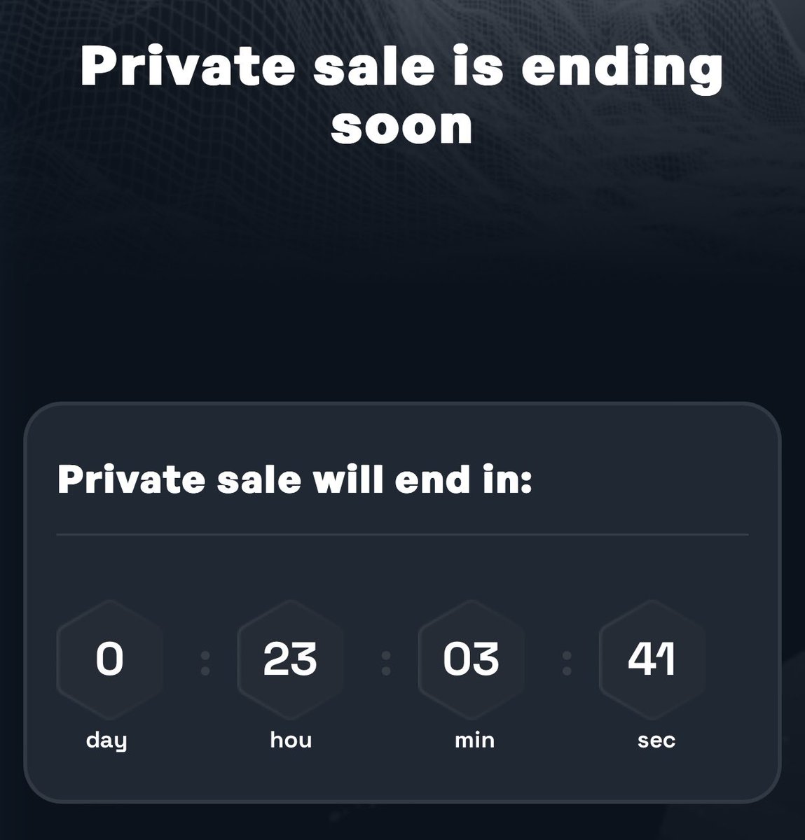Dear Launchify Community,

Your unwavering support and active involvement in the Private Sale phase have been truly remarkable.

As we gear up to propel our project to greater heights, we've decided to wrap up the Private Sale phase in just 24 hours from now. Your enthusiastic