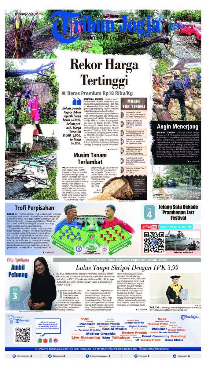 tribunjogja's tweet photo. Tribun Jogja edisi Minggu, 25 Februari 2024.
#beras #anginribut https://t.co/3EMwxEYHrQ