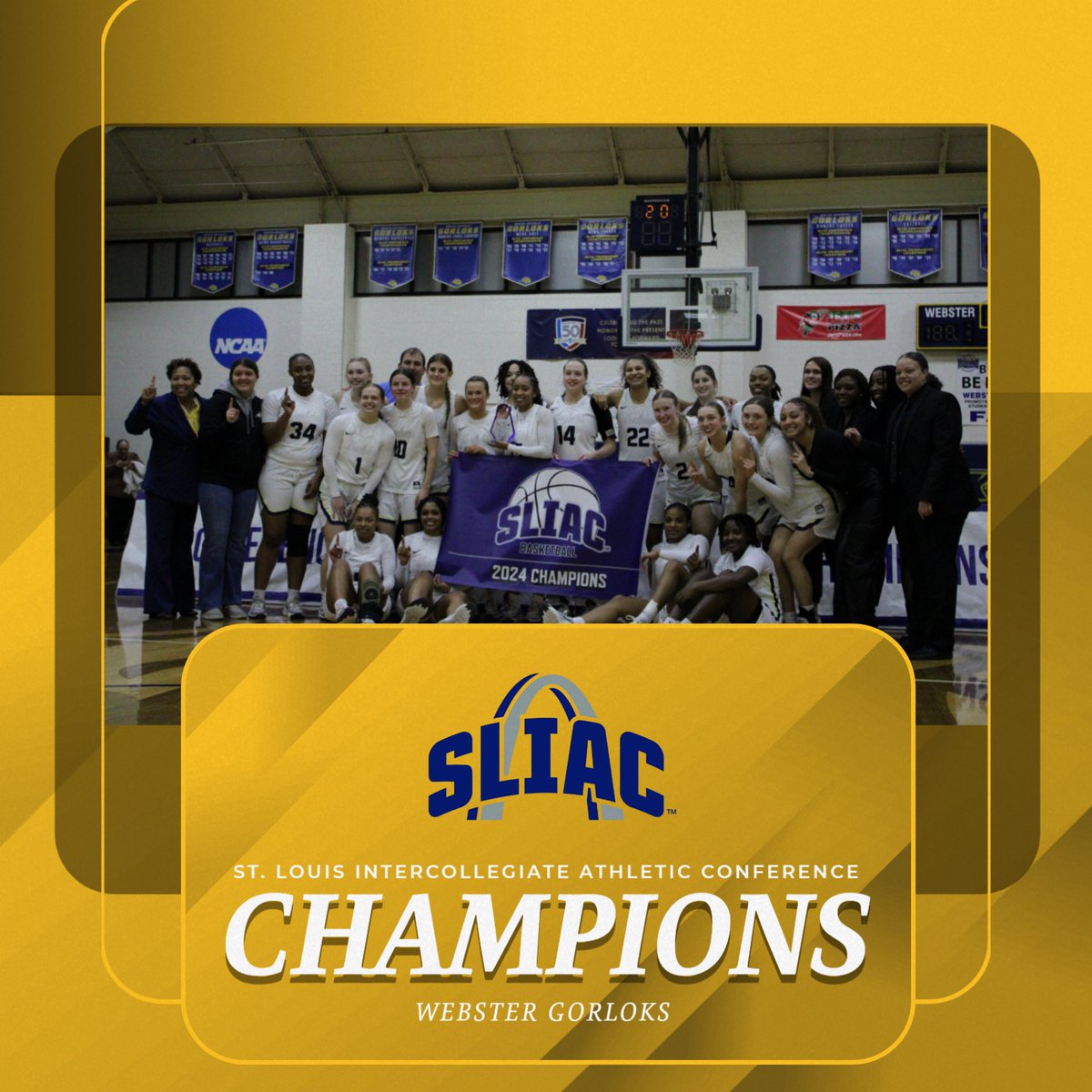 THREE-PEAT! <a href="/GorlokWBB/">Webster University Women's Basketball</a> WINS THEIR THIRD STRAIGHT <a href="/SLIAC/">SLIAC</a> TOURNAMENT TITLE WITH A 71-56 WIN OVER WESTMINSTER! THEY HEAD INTO THE NCAA TOURNAMENT WITH A PERFECT 27-0 RECORD! <a href="/websteru/">Webster University</a> <a href="/WebsterUNews/">WebsterU News</a> <a href="/d3hoops/">D3hoops/Patrick Coleman</a> 

#d3hoops #LokNation