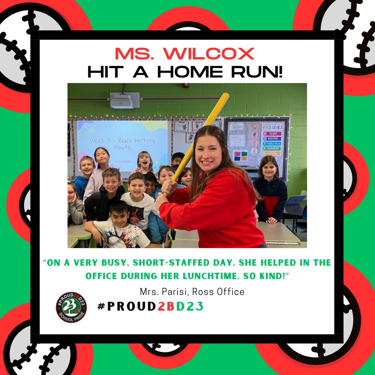 Batter up! The @PHSD23 staff are hitting home runs for our students, families, and colleagues! Which staff member will round the bases next? Stay tuned! #PROUD2BD23! ⚾️ @Dangelaccio @CraigCurtisD23 @AmyMcP_BAMMP @D23Eisenhower @D23Ross @D23Sullivan @D23MacArthur