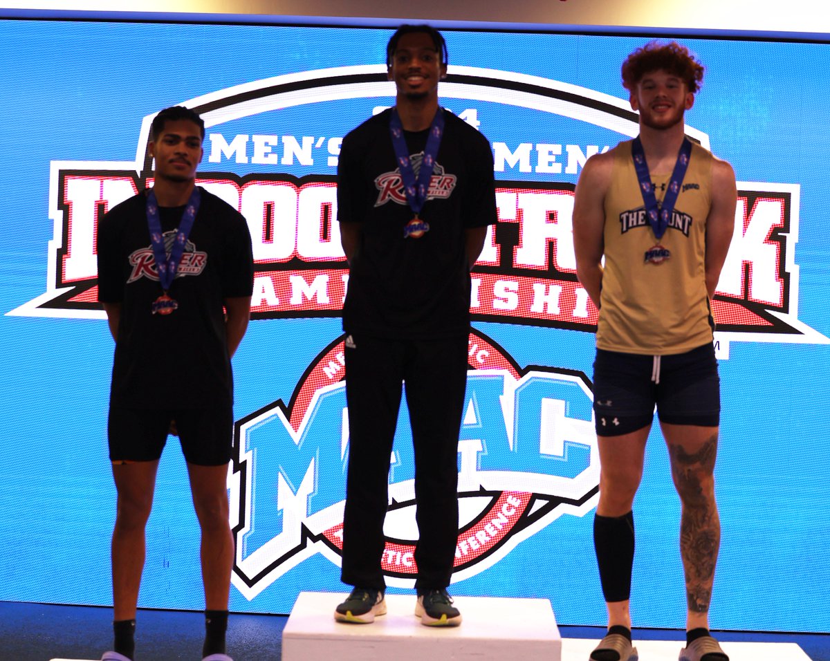 Congratulations to the Men's High Jump winners!
🥇:Devynn Lee, <a href="/RiderXCTF/">Rider Track & Field/Cross Country</a>, 2.03m
🥈: Dante Elliot, <a href="/MountXCTF/">Mount St Mary's XCTF</a>, 2.03m
🥉: Michael Palmer, <a href="/RiderXCTF/">Rider Track & Field/Cross Country</a>, 2.00m

#MAACSports x #MAACTF