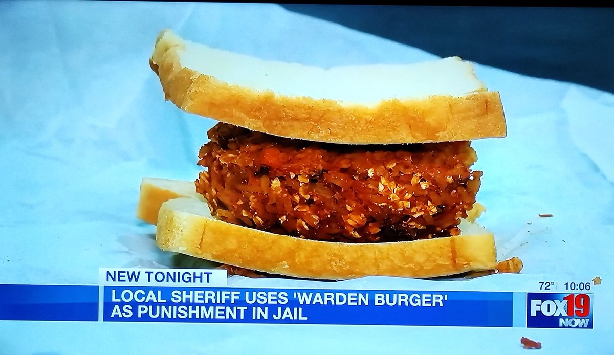 DYK?
Ohio Butler County, Sheriff Richard Jones is being criticized for serving his 'warden burger' 3x a day to inmates in isolation. He says, 'The state DOC is not my boss' & 'I don't give 2 shits what they think', 'This is jail you don't get to choose'. Who do you side with?