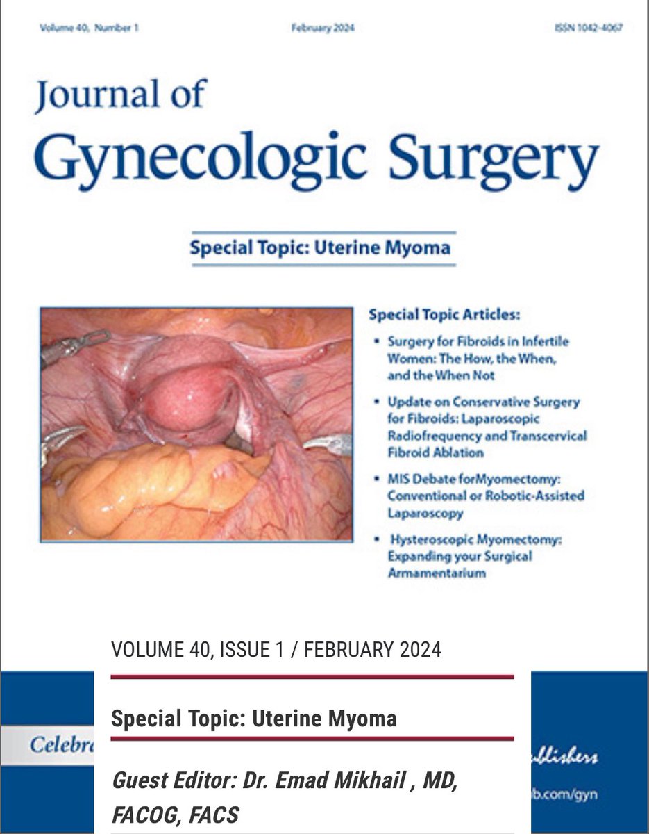 So excited to get this special issue about #Uterine_Myoma published at #Journal_GYN_Surgery liebertpub.com/toc/gyn/40/1