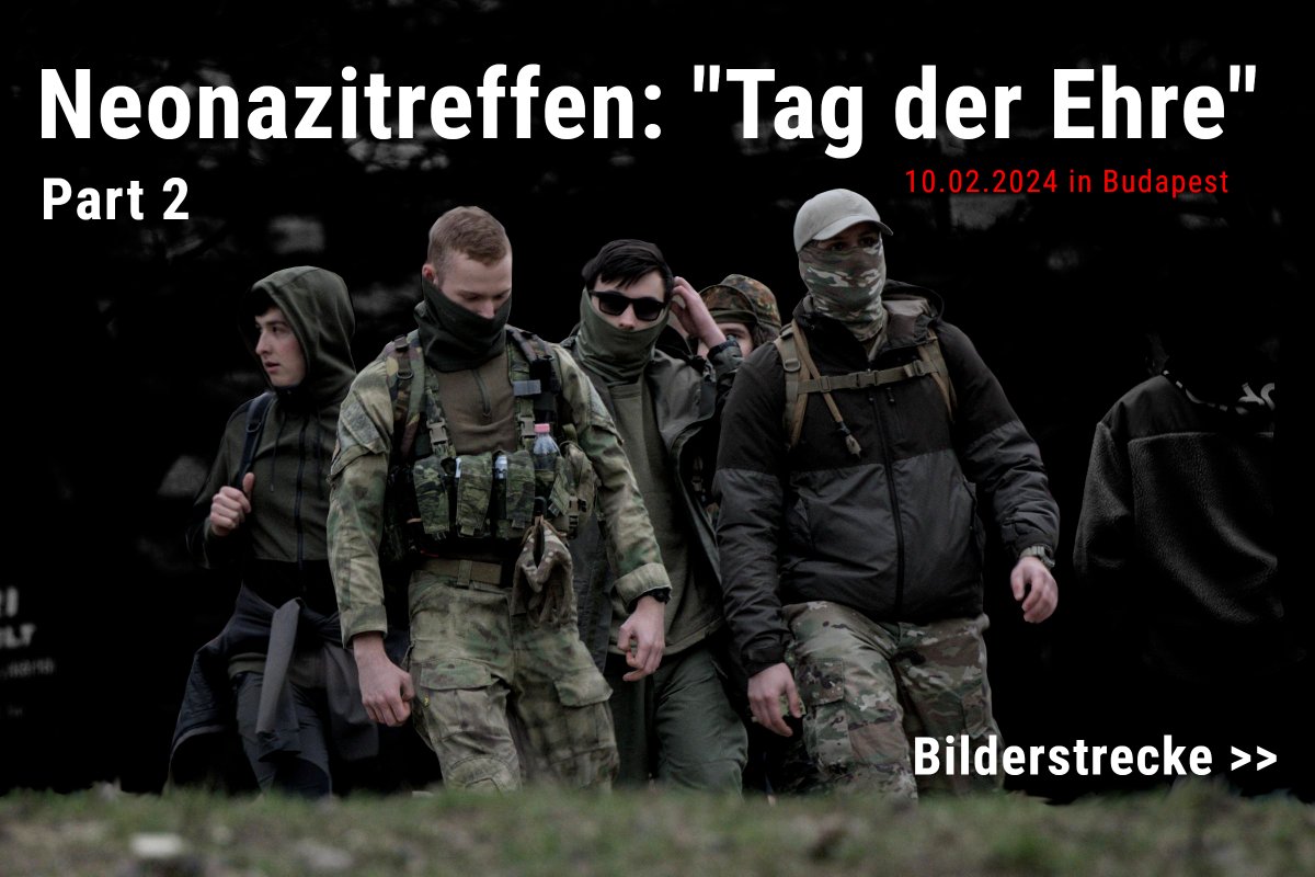 recherchenorth's tweet photo. Neonazis aus mehreren europäischen Ländern versammelten sich Anfang Februar in #Ungarn. Ziel war die Teilnahme an der Veranstaltung "Tag der Ehre", die alljährlich in #Budapest von der extremen Rechten zelebriert wird. #ehrenlos

Bilderstrecke Teil 1: https://t.co/dAYLLIEt7I https://t.co/aEHmI6Od5i