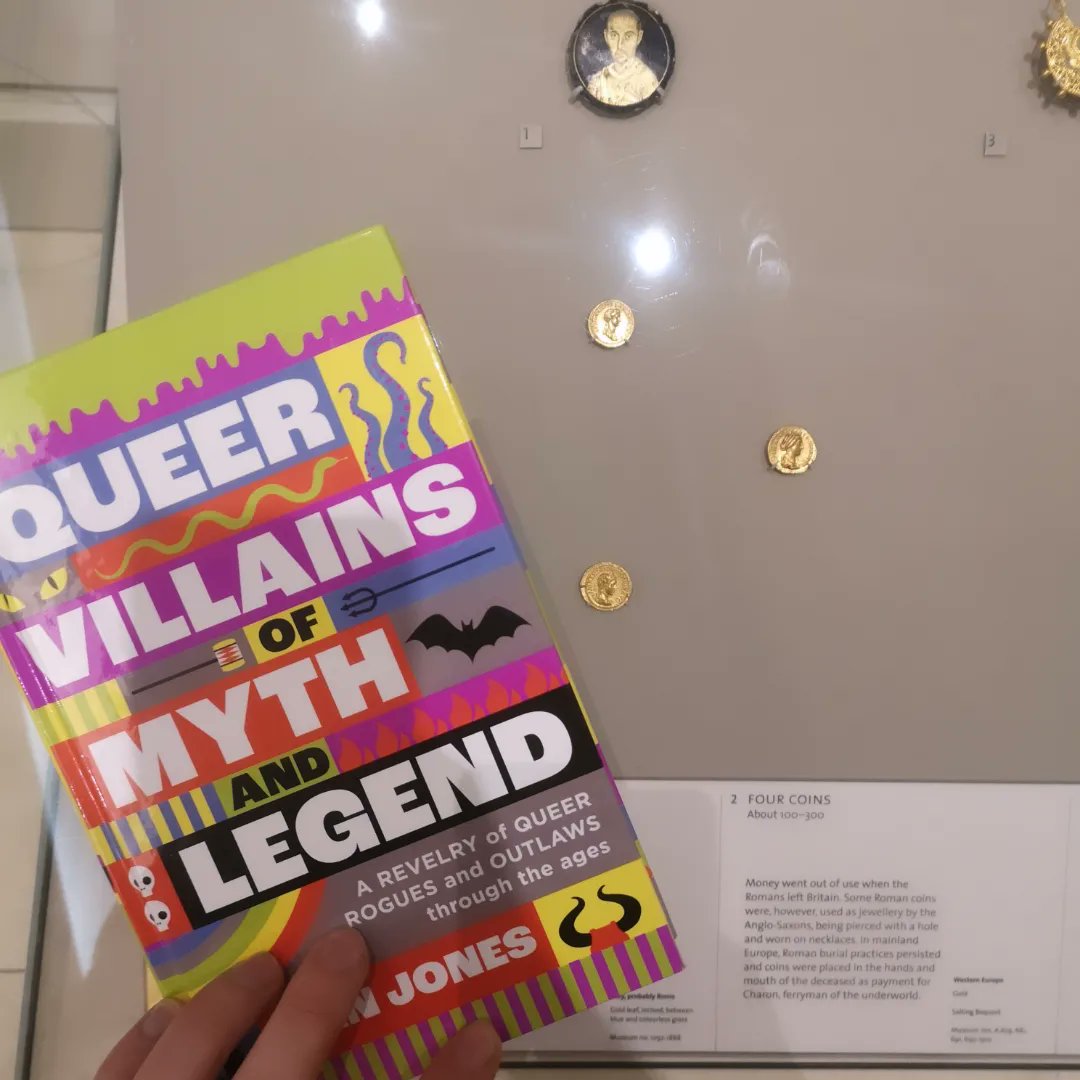 My mate Dan has done a cracking follow up to his Queer Heroes book; Queer Villains! Featuring minotaurs, sea witches and Roman Emperors, all of whom happen to be at @V_and_A I had to take the book on a tiny tour. Btw keep your eyes open for a treat in the minotaur chapter