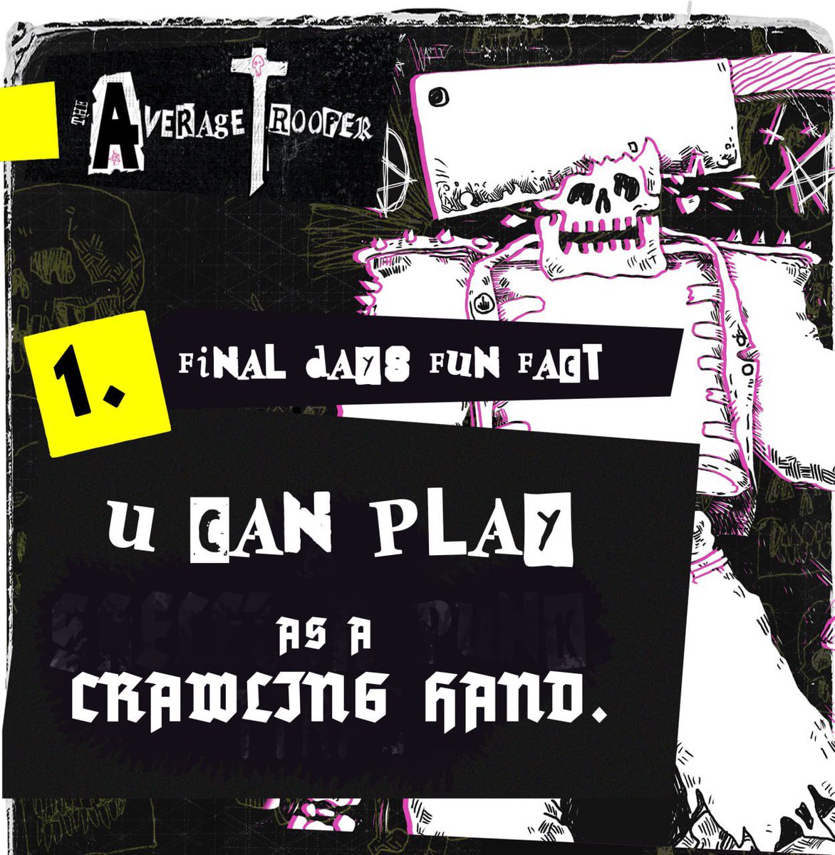 We are week away from finish! We are volatile as the magic in the necropolis! 🤘Lets gett that last funding in 🤘

Let's do fun facts. For the countdown. 

🤘 Day 1 Fact: You can play as a crawling hand. 🤣

#zinequest