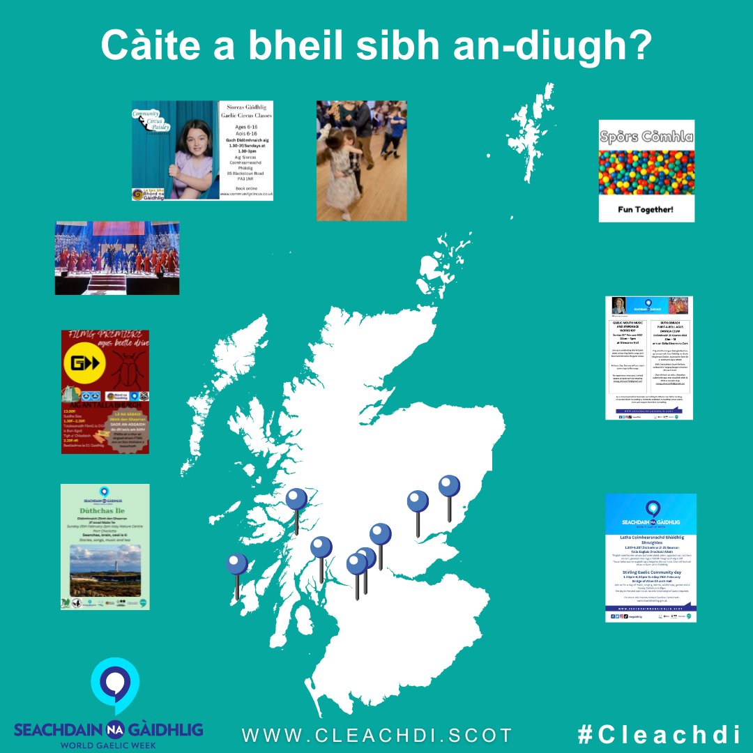 Tha 8 tachartasan ri lorg air làrach-lìn #Cleachdi a tha a' gabhail àite an-diugh ann an #SeachdainNaGàidhlig!🎊 ⁠⁠ Lorgar barrachd fiosrachaidh mun deidhinn an seo 📲 cleachdi.scot ⁠ #Gàidhlig #Gaelic @sngaidhlig