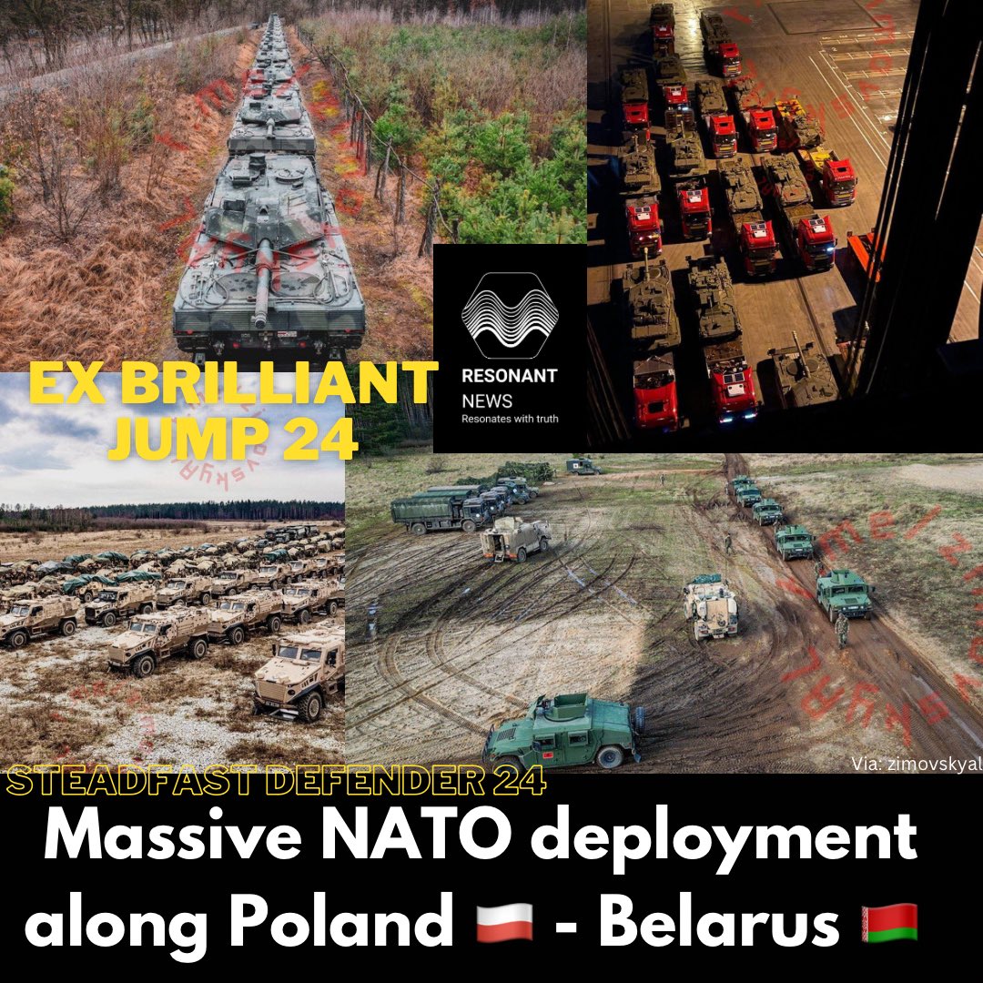 The #SteadfastDefender24
Update 4

🔴Massive build up of @NATO forces along Poland 🇵🇱 - Belarus 🇧🇾border, from #ExerciseBrilliantJump24.

👉Under the overarching umbrella of Steadfast Defender 24, NATO will conduct a series of exercises, Ex Brilliant Jump 24 being one of them

👉…