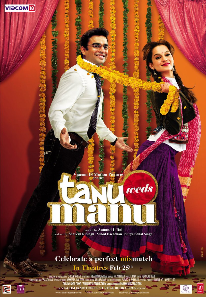 #TanuWedsManu, directed by Aanand L. Rai, starring #KanganaRanaut, #RMadhavan, #JimmyShergill, #EijazKhan, #SwaraBhasker and #DeepakDobriyal released on this day (25/02) in 2011.

#13YearsOfTanuWedsManu @aanandlrai @ActorMadhavan @KanganaTeam