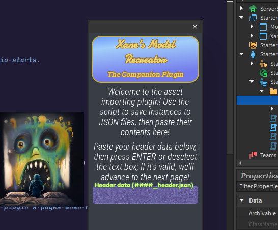 Xane_MMA's tweet image. Soon, my absolute best #RobloxExploit script/plugin duo will be finished! What will it do, you might ask? Well, it isn't as good as it, but I consider it the second coming of SaveInstance(); It will allow users to "save" models/UI and import them into #RobloxStudio!
Get ready...