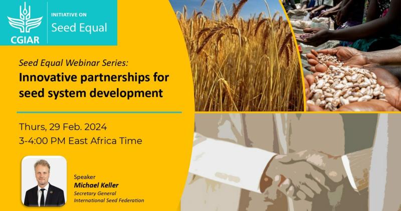 Join @seedfed's <a href="/MKeller_Seed/">Keller Michael</a> in this @cgiar webinar to explore approaches, principles &amp; coordination mechanisms for enhancing #seedsystem delivery.

📅 Thur, 29 Feb 2023
🕒 13:00 CET / 15:00 East Africa Time
🔗 Register: bit.ly/3UR4YlU

#SeedEqualInitiative #SeedIsLife