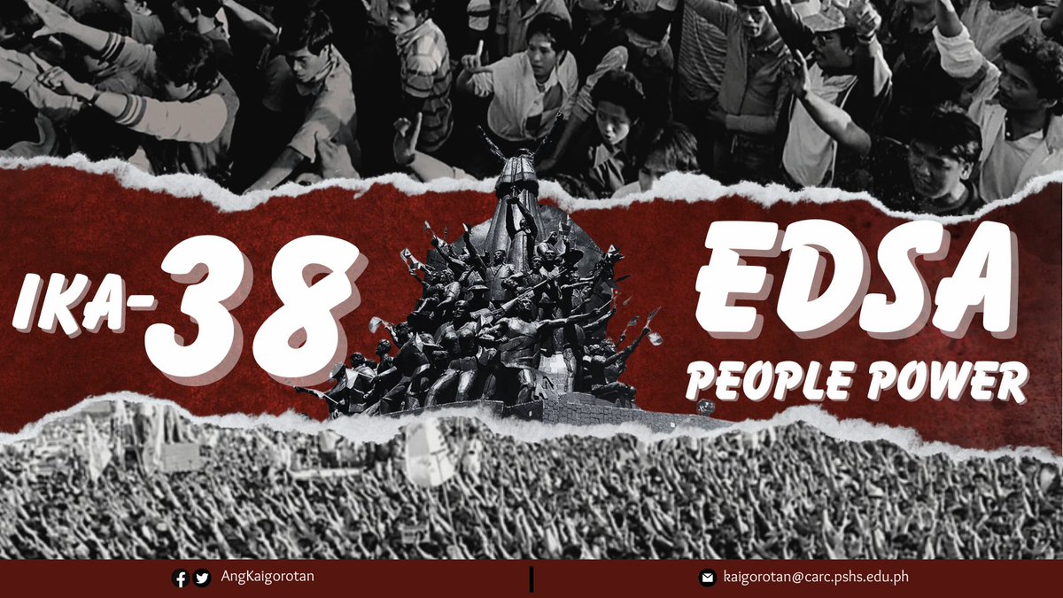 𝐍𝐄𝐕𝐄𝐑 𝐀𝐆𝐀𝐈𝐍, 𝐍𝐄𝐕𝐄𝐑 𝐅𝐎𝐑𝐆𝐄𝐓

Sa araw na ito, ibinagsak ng sambayanang Pilipino ang diktaturyang Marcos, kung saan, lumayas ang buong pamilya ni dating Pangulong Ferdinand Marcos Sr. patungong Hawaii.