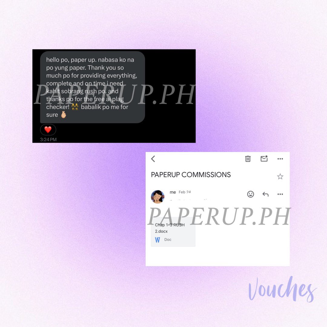 PaperupPh's tweet image. ° ᡣ𐭩 . ° .𝐹𝑒𝑒𝒹𝒷𝒶𝒸𝓀 𝒻𝓇𝑜𝓂 𝓈𝒶𝓉𝒾𝓈𝒻𝒾𝑒𝒹 𝒸𝓁𝒾𝑒𝓃𝓉𝓈

🎀 Task : Chapter 1 - 3  Rush

#paperuproofs #thesiscomms #researchpaper #rushcommissions