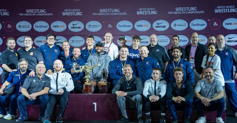 USAWrestling's tweet photo. 🏆Team USA swept the men's freestyle competition on Saturday, adding seven gold medals to the count. Spencer Lee, Nick Lee, Alec Pantaleo, Alex Facundo, Nate Jackson, Kyle Snyder and Mason Parris secured gold at the Pan-American Championships in Acapulco, Mexico. #WrestleAcapulco