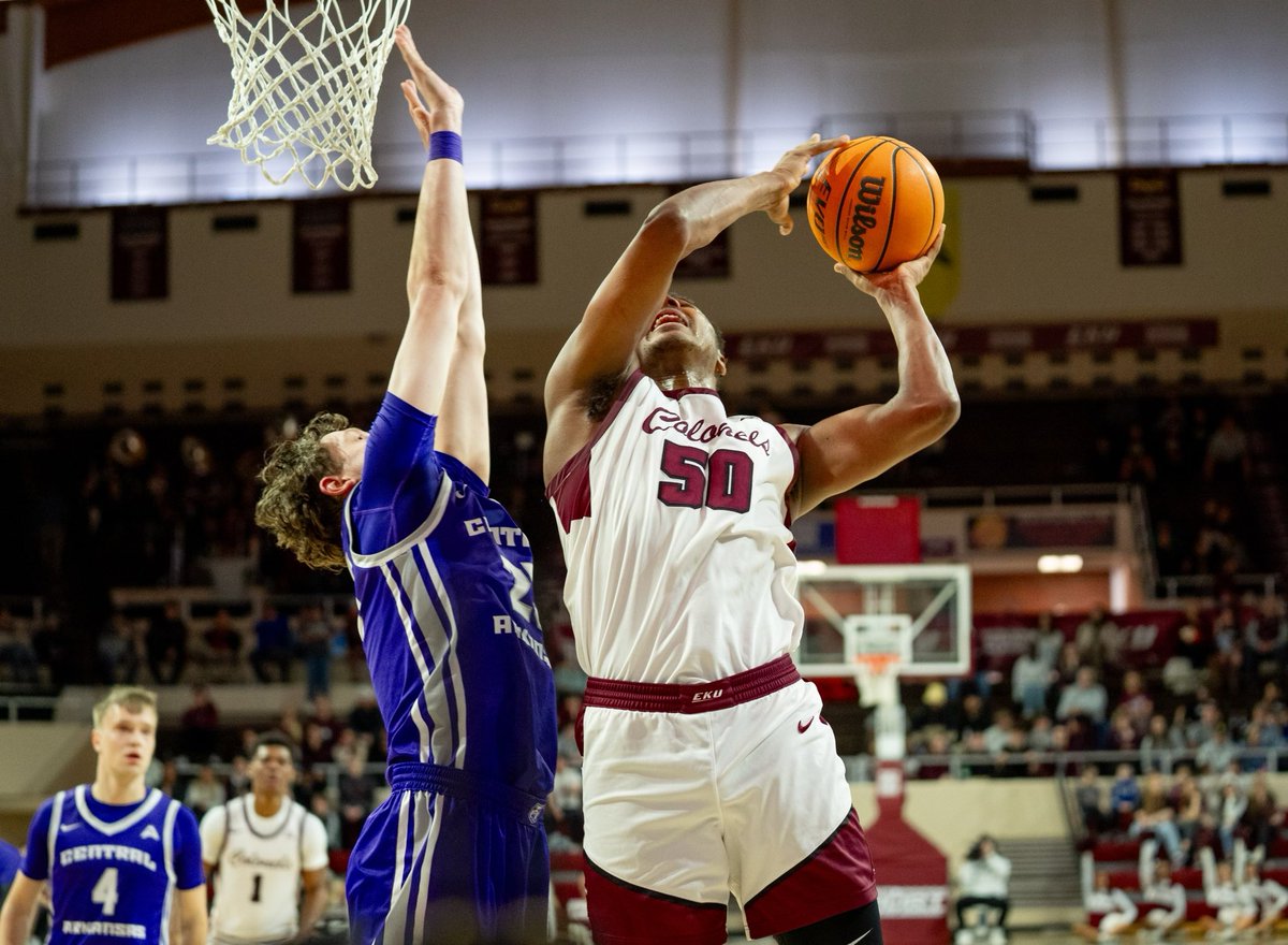 SportsEP's tweet image. Eastern Kentucky University (17-11, 12-2 ASUN) was able to clinch at least a share of the ASUN regular season title with a valiant 95-82 victorious effort against Central Arkansas (9-22, 5-10 ASUN) on Saturday.

Read more on our site, link in bio.