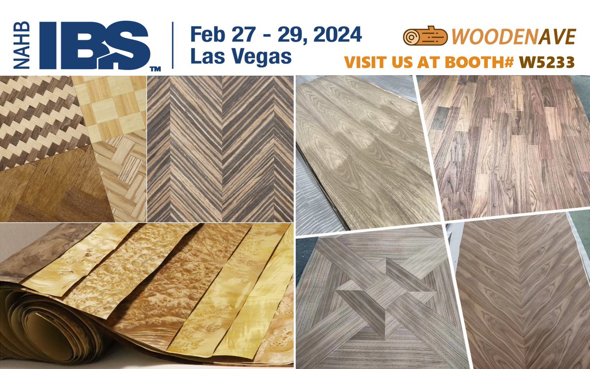NAHB International Builders’ Show® (IBS)
Las Vegas Convention Center.
February. 27-29, 2024.
VISIT US AT BOOTH# W5233

See our Reconstituted Veneer, Matched Veneer, Veneer rolls, Fluted Wall Panels, Tambour Panels, Milled Panels, and other decorative products.

#matchedveneer