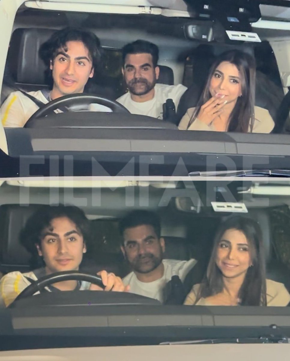 #ArbaazKhan, #SshuraKhan and #ArhaanKhan were clicked driving home on Sunday night.💕