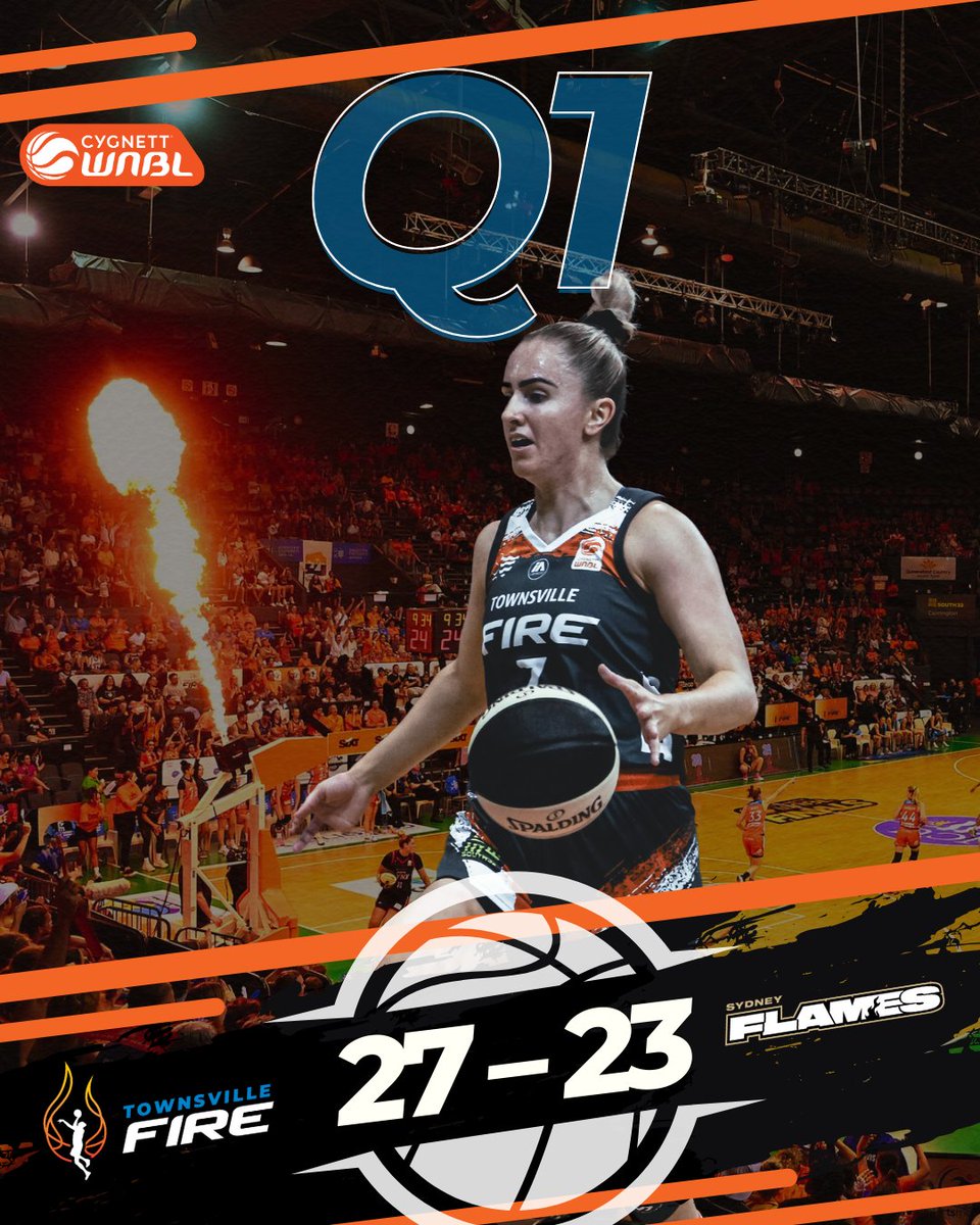 Fire girls are smashing it this first qtr🔥😤 Fire lead the Sydney Flames 27-23🔥 📺 Watch live on the 9now app #BePartOfIt #TownsvilleFire #FireupTownsville #PaintTheTownOrange #GameDay