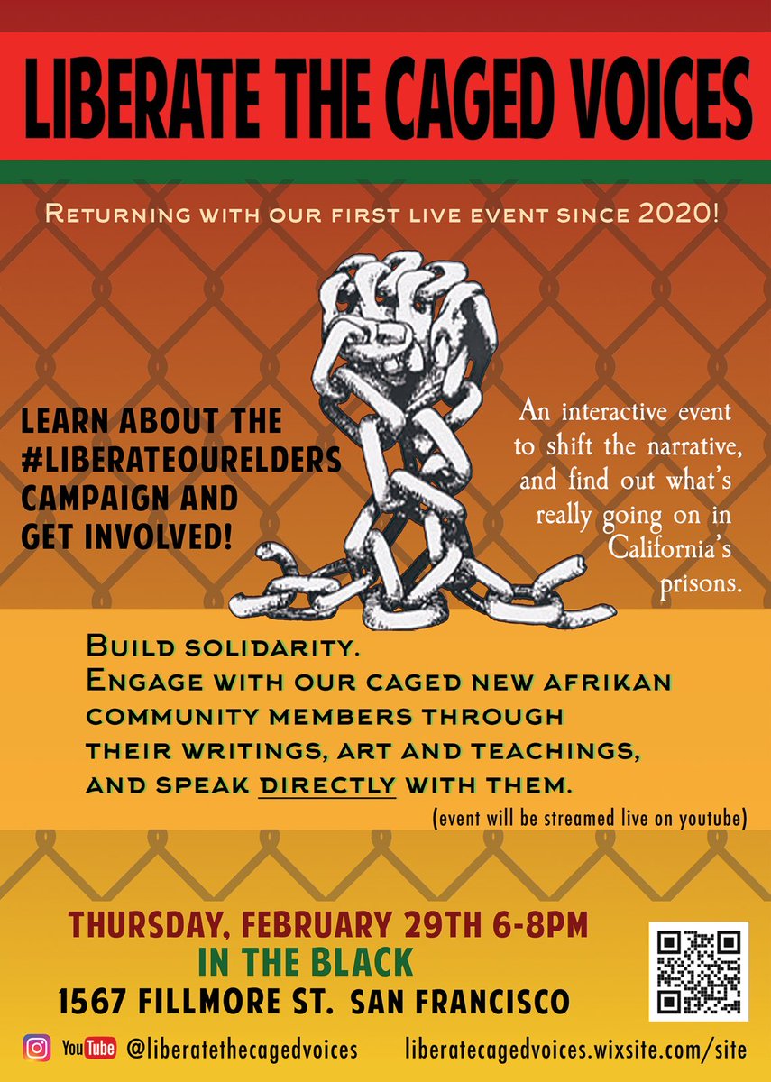 Get involved with our caged community and elders. Hear from them direct and build solidarity! #LiberateOurElders #FreeEmAll