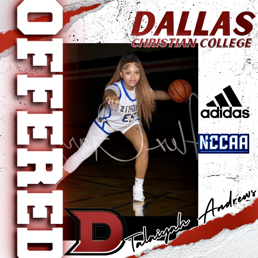 Talaiyah Andrews (@talaiyahandrews) on Twitter photo I am blessed to receive an offer from Dallas Christian College. Thank you!!! <a href="/DCCWBB/">Dallas Christian College WBB</a> <a href="/Coach_G02/">Joel Garcia</a> <a href="/SALadyHoops/">San Antonio Lady Hoops</a> <a href="/alamoheightsgi1/">_alamoheightsladyhoops</a> I am blessed to receive an offer from Dallas Christian College. Thank you!!! <a href="/DCCWBB/">Dallas Christian College WBB</a> <a href="/Coach_G02/">Joel Garcia</a> <a href="/SALadyHoops/">San Antonio Lady Hoops</a> <a href="/alamoheightsgi1/">_alamoheightsladyhoops</a>