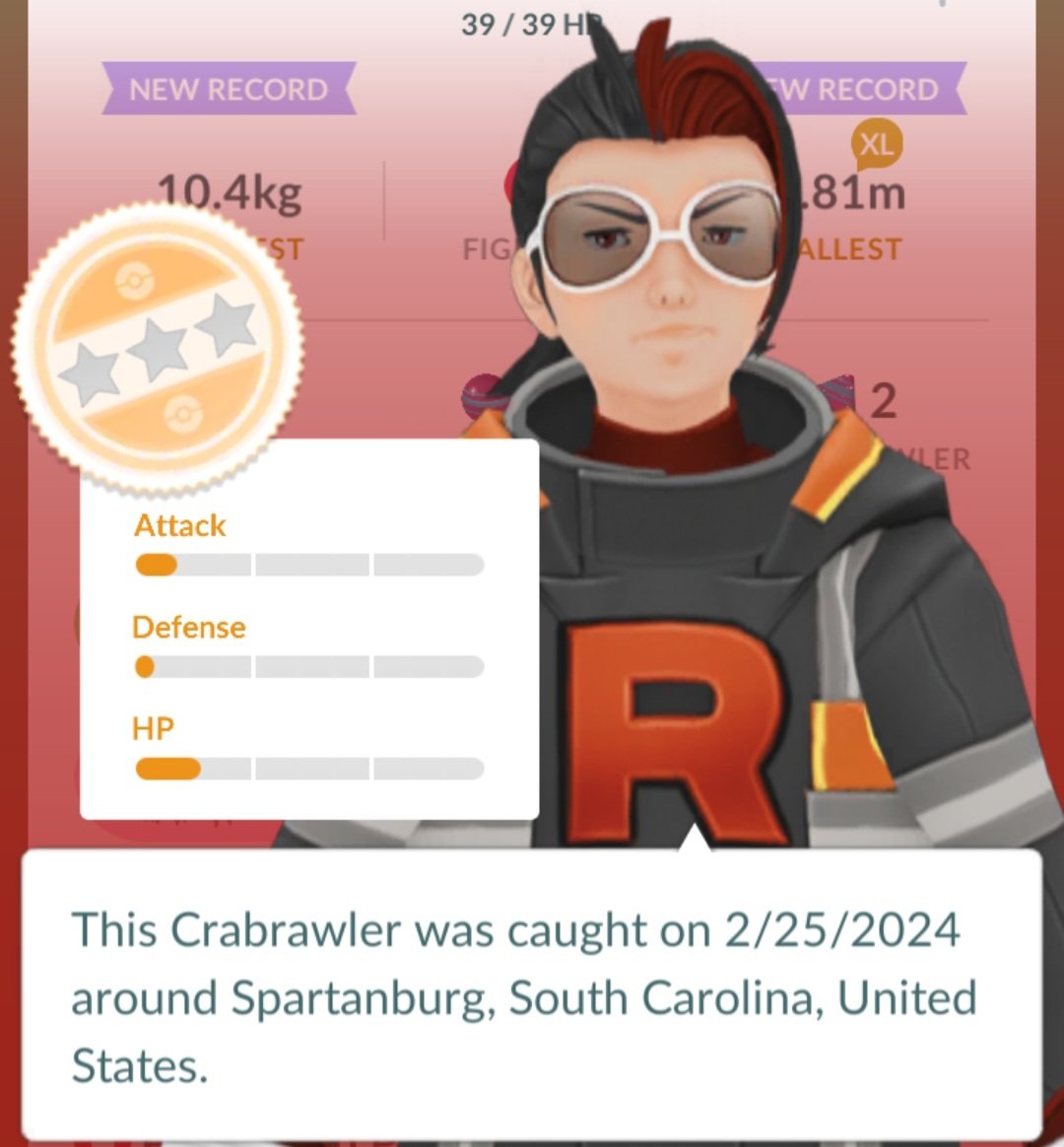 JadenBlaydes's tweet image. "An impressive Crabrawler" he says as the stats are absolute trash XD.
#PokemonGOApp 
#PokemonGO
#TeamRocketGO
#Crabrawler