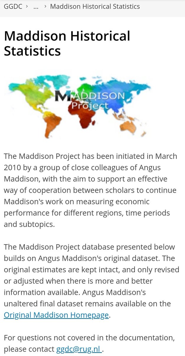 @darkandcrude @F_for_Faheem Here's the link to Maddison Project data set. India was not unified entity for most of history but if you download the Maddison spreadsheet you can clearly see that India has never been anywhere close to being the wealthiest since Italian Renaissance

rug.nl/ggdc/historica…