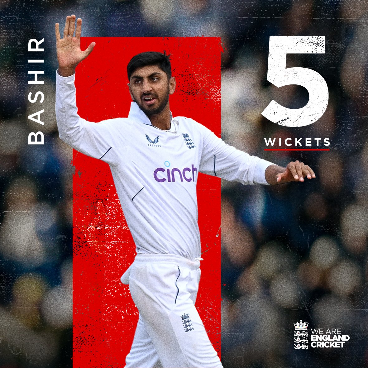 YES, BASH! 🙌 A five-fer in just his second Test. An incredible effort in Ranchi 👏 Match Centre: ms.spr.ly/6017c3Ckv 🇮🇳 #INDvENG 🏴󠁧󠁢󠁥󠁮󠁧󠁿 @shoaib_bashir13