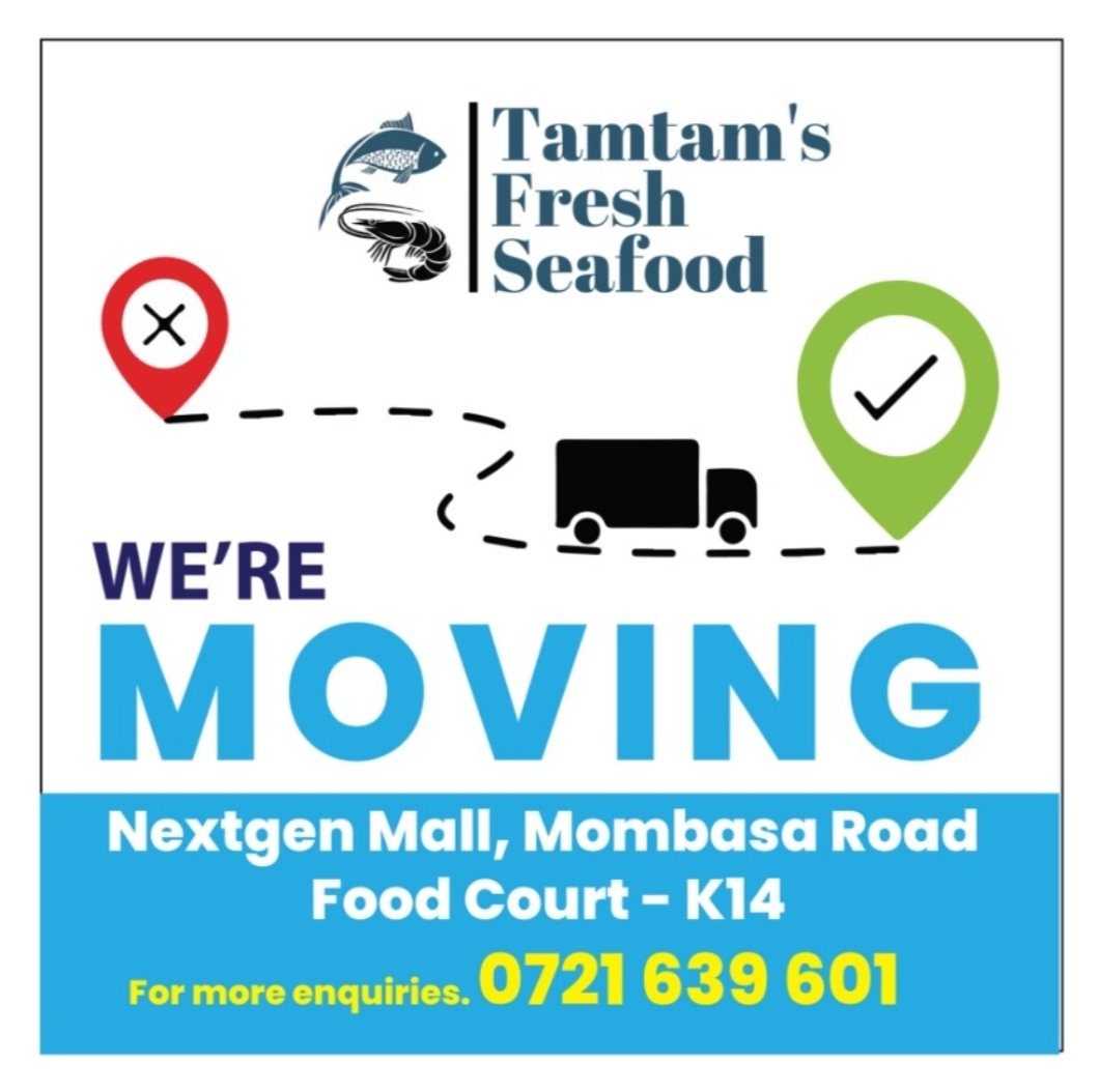 HAPPY SUNDAY! WE'VE GOT NEWS!! Thank you for your continued support, we would like to let you know that we're officially re-locating from Likoni Shopping- Likoni Road to Nextgen Mall, Foodcourt. Effective 1st March, we shall be operating from our new location Looking forward☺️