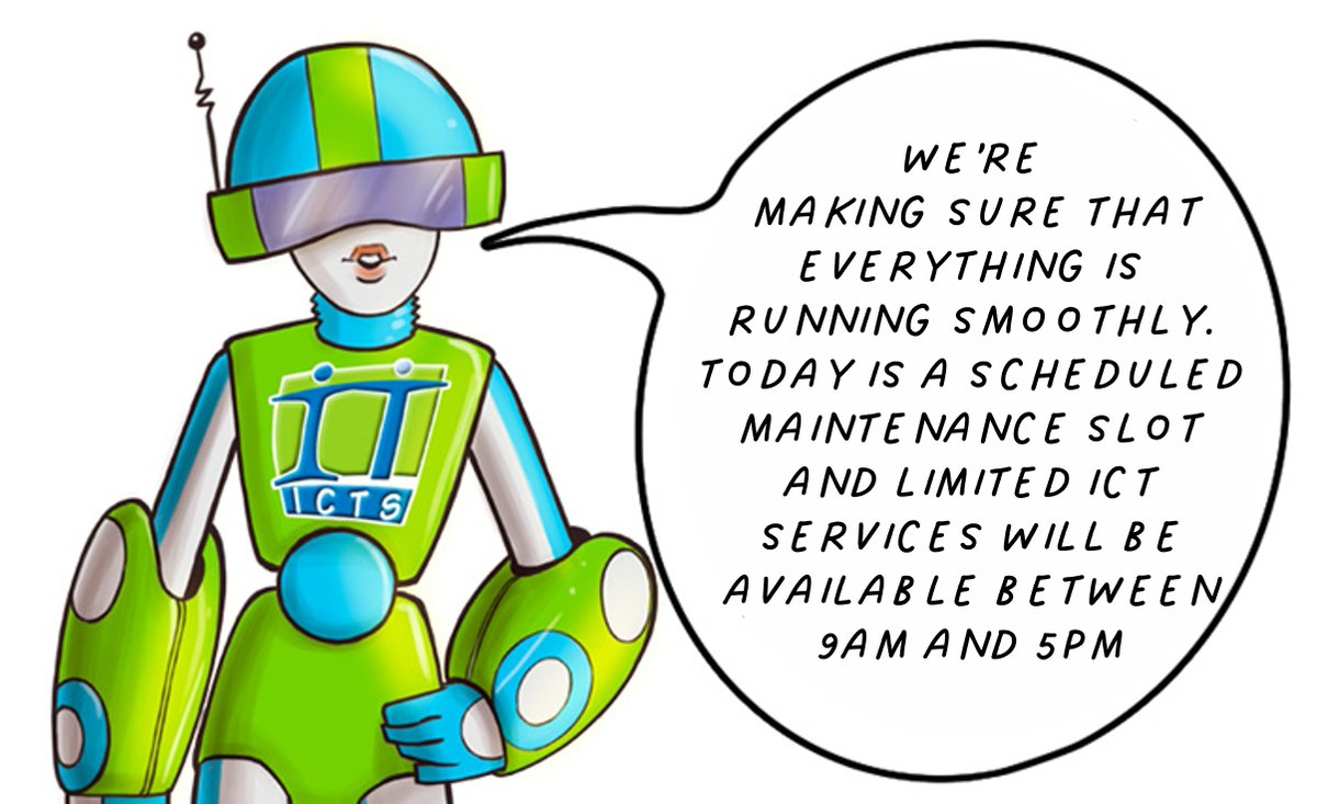 Please note that today is a scheduled maintenance slot and that limited ICT services will be available between 9 a.m. and 5 p.m.

@uct.ac.za
<a href="/UCT_news/">UCT</a>
<a href="/UCTStudent/">UCT Student</a>
<a href="/UCT_SRC/">UCT SRC</a>

ow.ly/YjaJ50QF4iS