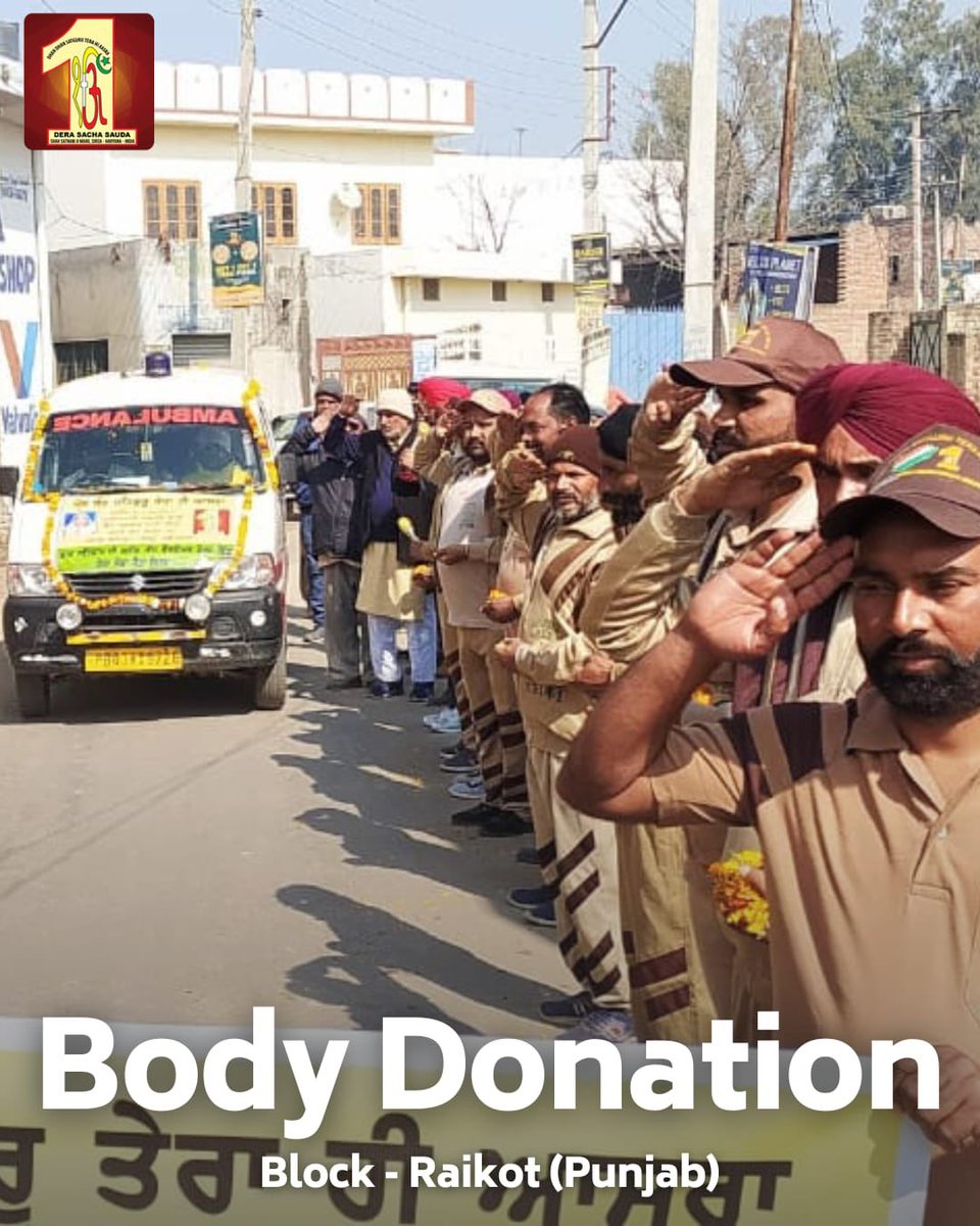 DSSNewsUpdates's tweet photo. A Dera Sacha Sauda volunteer from Raikot, Punjab, has set a remarkable example by donating their posthumous body to medical research, selflessly aiding future doctors and scientists. This noble act enhances their quest to save lives and advance healthcare, showcasing true altruism. #SelflessDonation #MedicalResearch #DeraSachaSauda